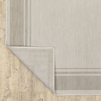 Portofino Outdoor Ivory/ Grey Border Flat Weave Rug