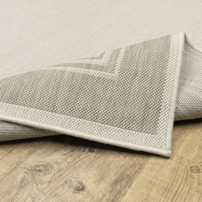 Portofino Outdoor Ivory/ Grey Border Flat Weave Rug