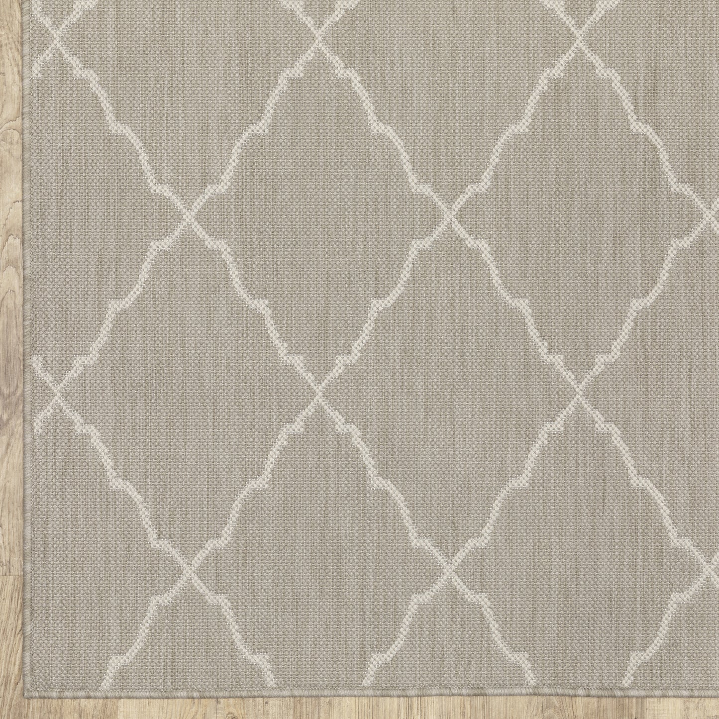 Portofino Lattice Grey/ Ivory Outdoor Flat Weave Rug