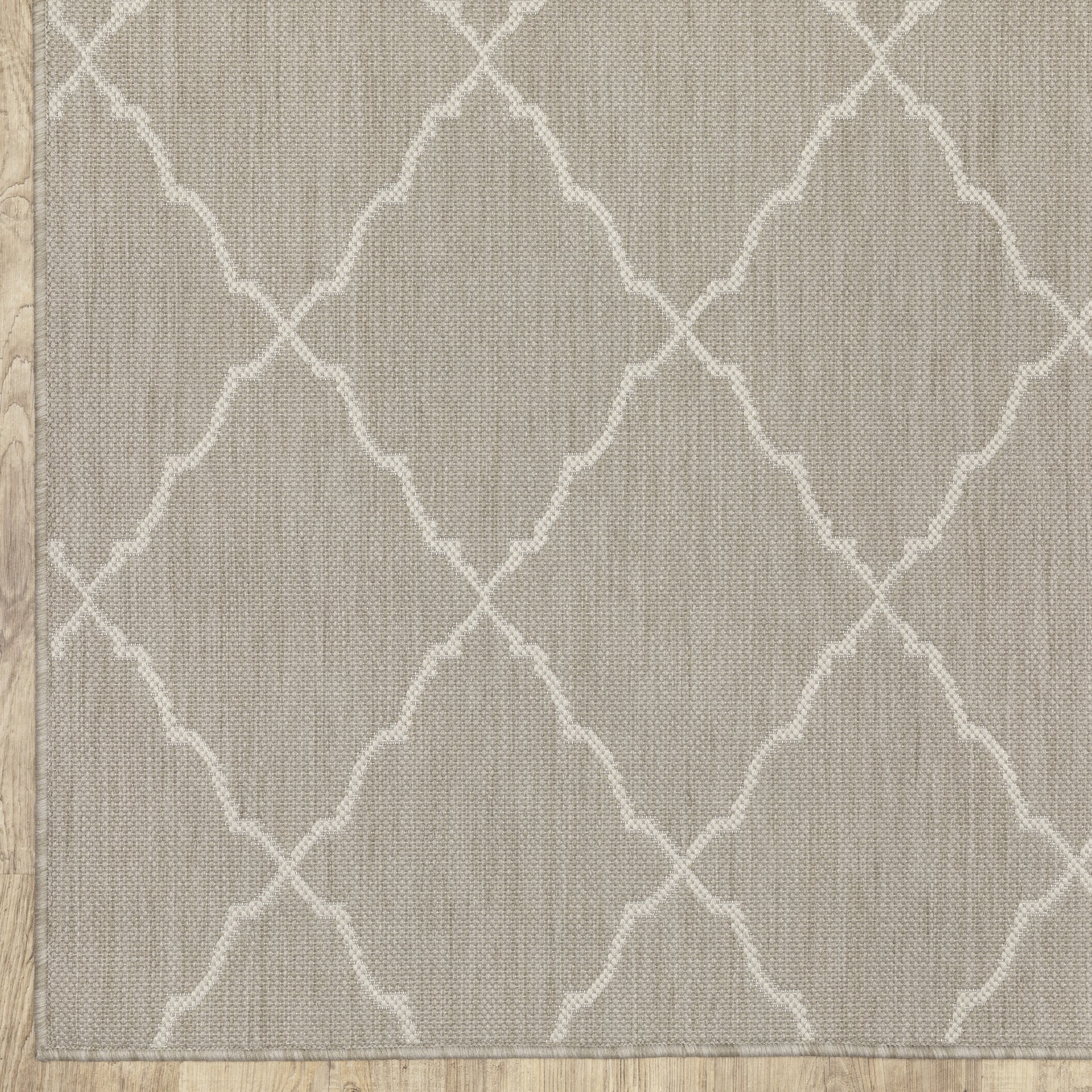 Portofino Lattice Grey/ Ivory Outdoor Flat Weave Rug