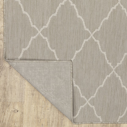 Portofino Lattice Grey/ Ivory Outdoor Flat Weave Rug
