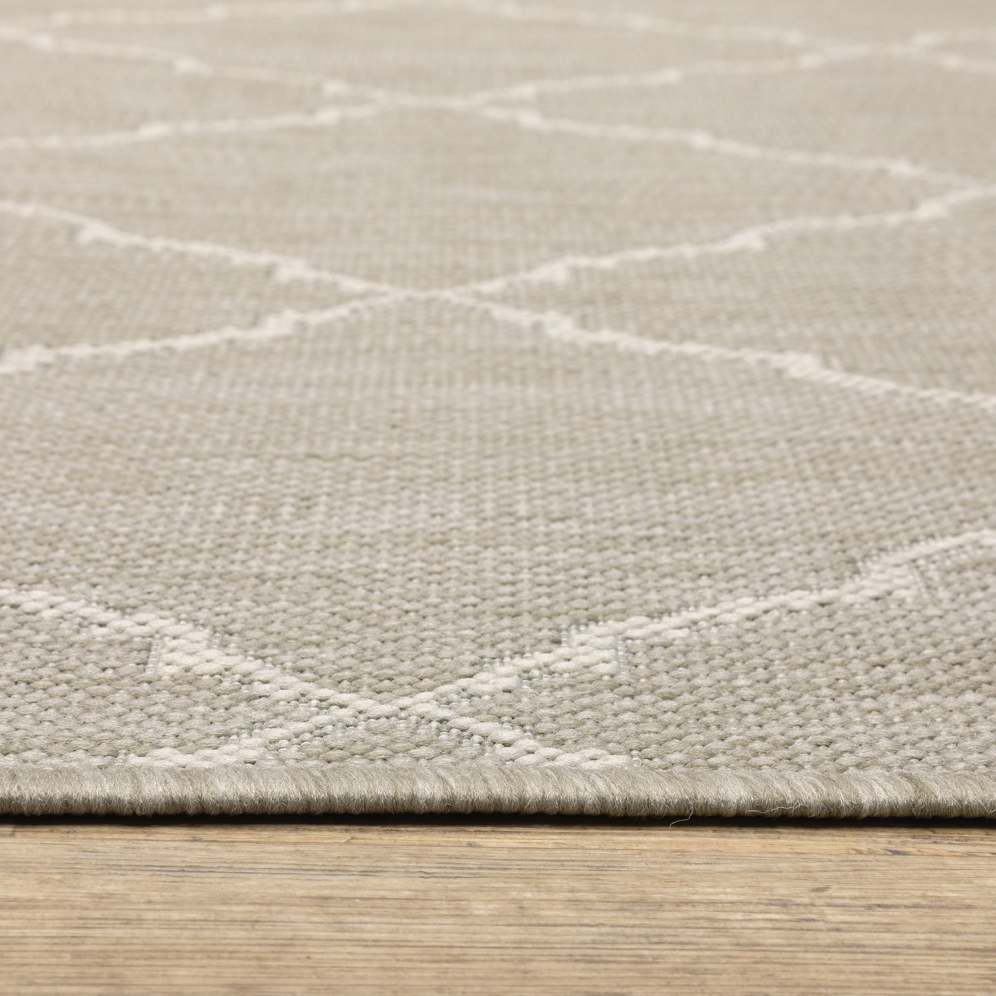 Portofino Lattice Grey/ Ivory Outdoor Flat Weave Rug