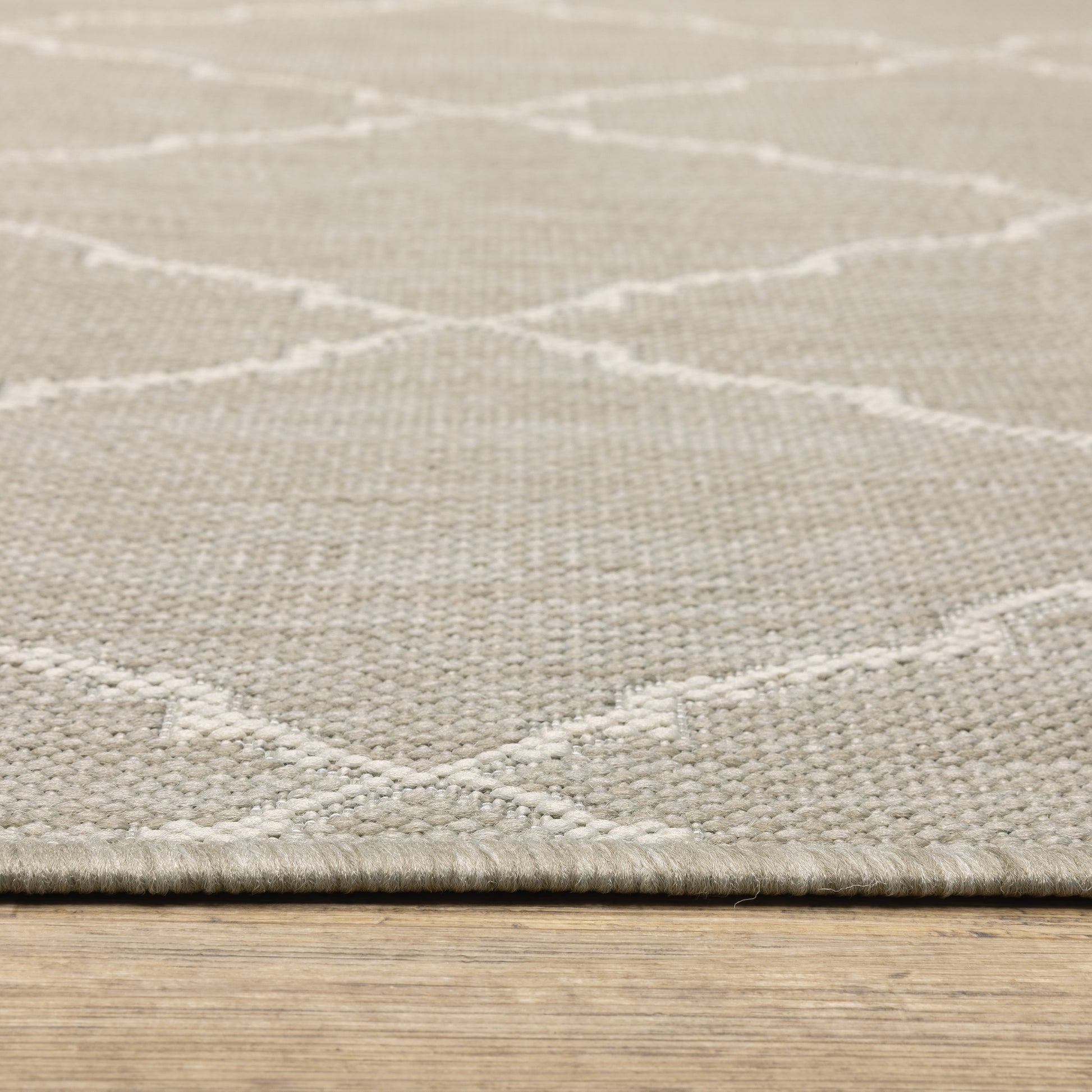Portofino Lattice Grey/ Ivory Outdoor Flat Weave Rug