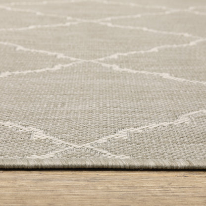 Portofino Lattice Grey/ Ivory Outdoor Flat Weave Rug