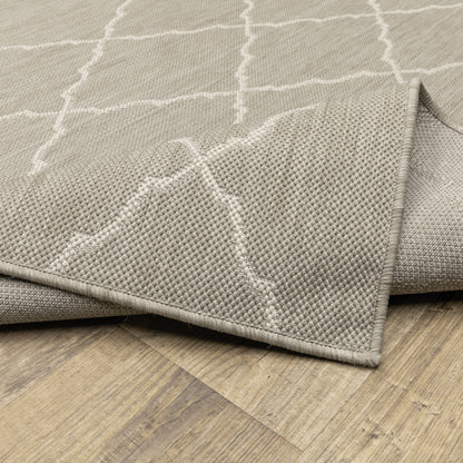 Portofino Lattice Grey/ Ivory Outdoor Flat Weave Rug