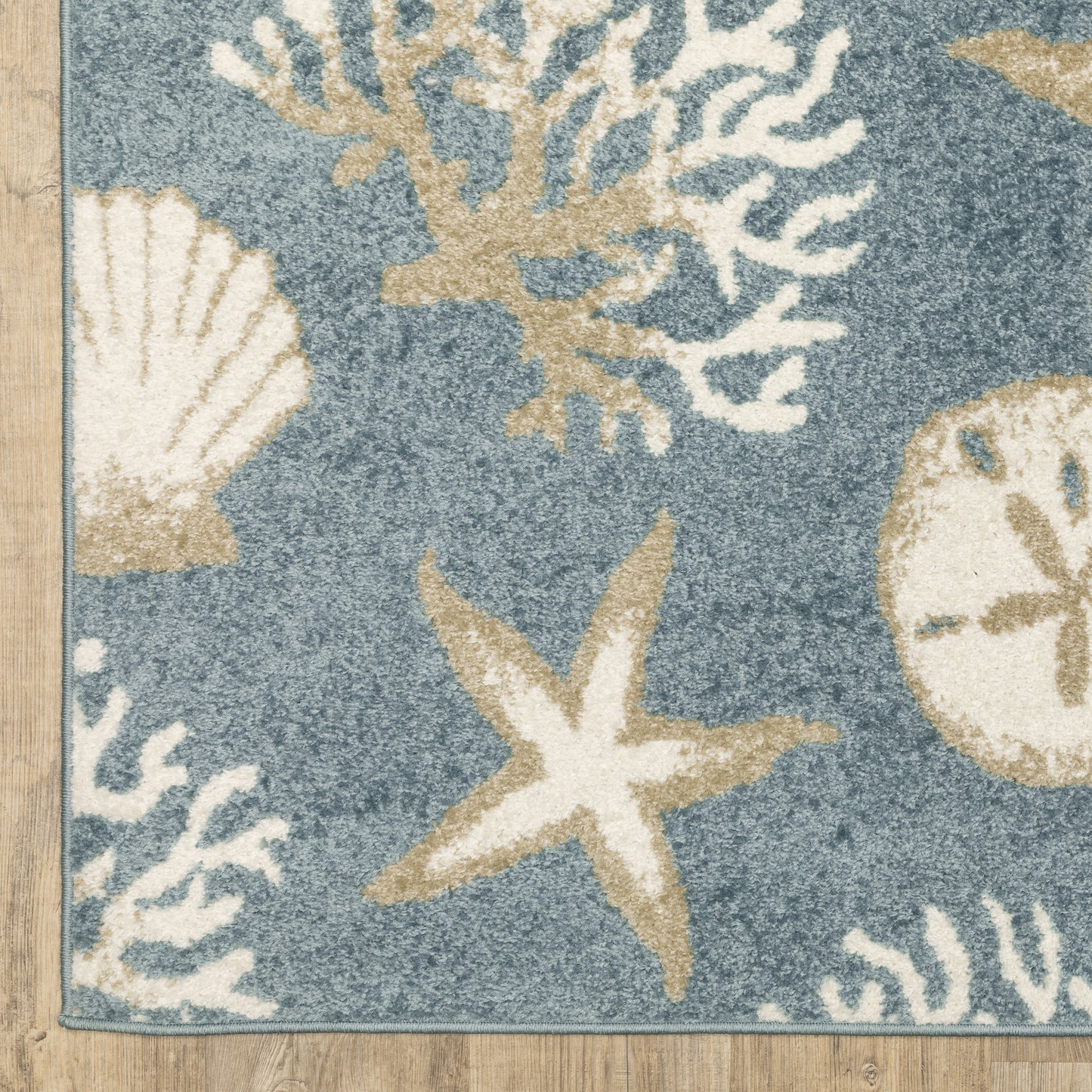 Quinn Novelty Blue/ Beige Cut Pile Rug