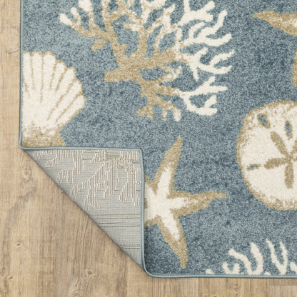 Quinn Novelty Blue/ Beige Cut Pile Rug