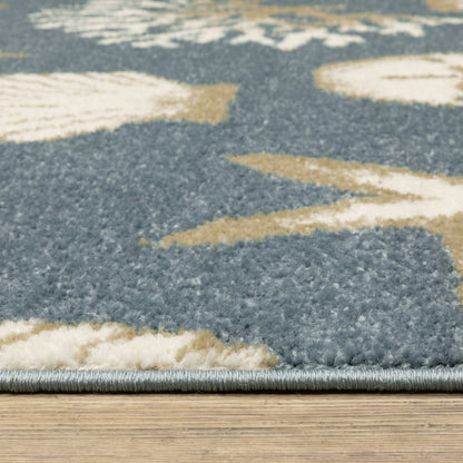 Quinn Novelty Blue/ Beige Cut Pile Rug
