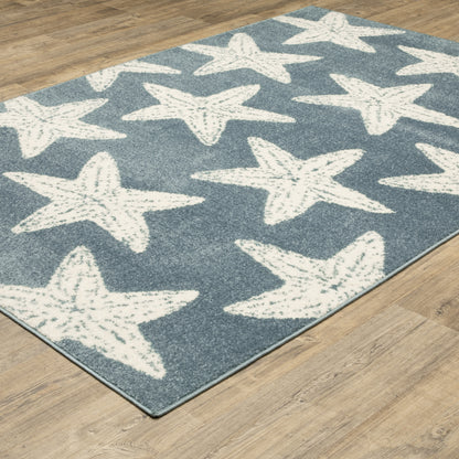 Quinn Novelty Blue/ Ivory Cut Pile Rug