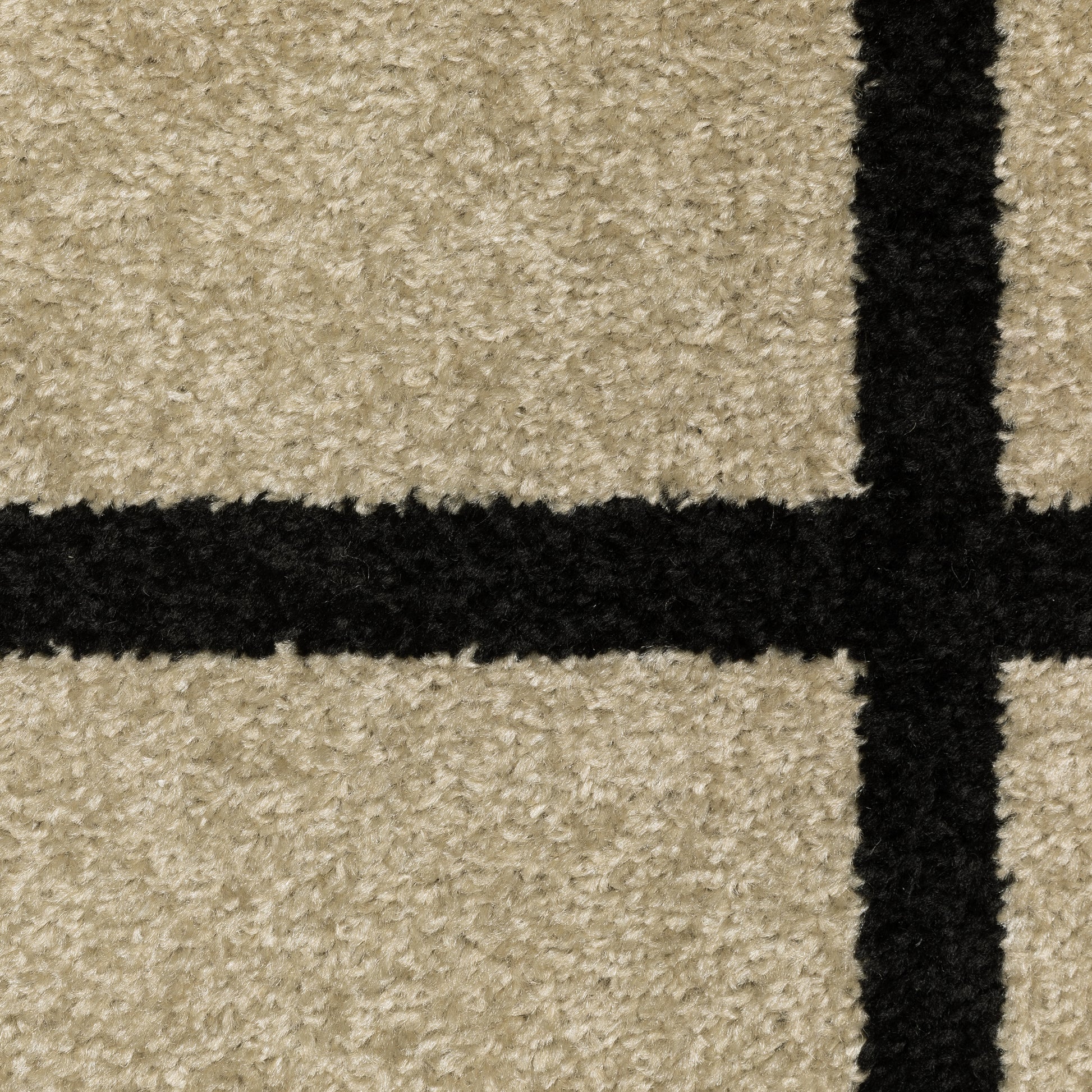 Quinn Geometric Beige/ Black Abstract Cut Pile Rug