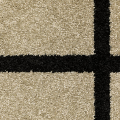 Quinn Geometric Beige/ Black Abstract Cut Pile Rug
