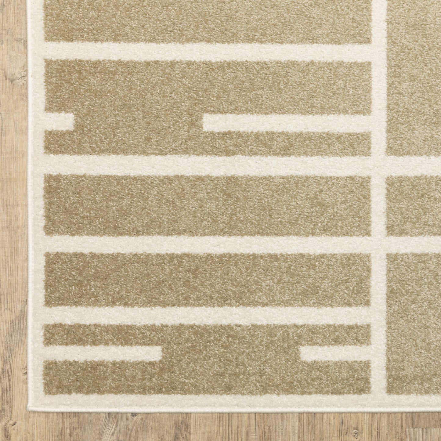 Quinn Geometric Beige/ Ivory Abstract Cut Pile Rug