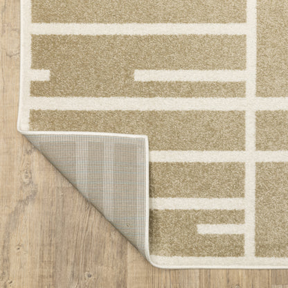 Quinn Geometric Beige/ Ivory Abstract Cut Pile Rug