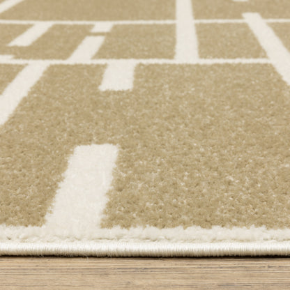 Quinn Geometric Beige/ Ivory Abstract Cut Pile Rug