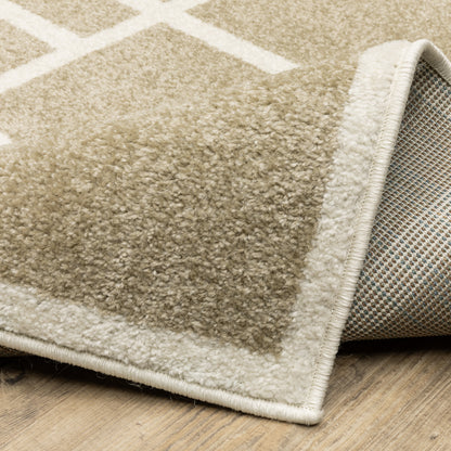 Quinn Geometric Beige/ Ivory Abstract Cut Pile Rug