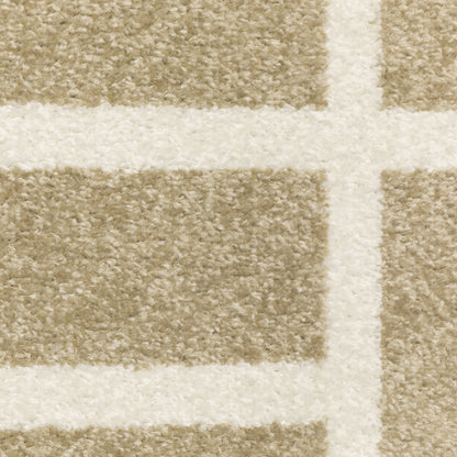Quinn Geometric Beige/ Ivory Abstract Cut Pile Rug