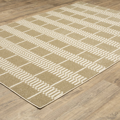 Quinn Geometric Beige/ Ivory Cut Pile Rug