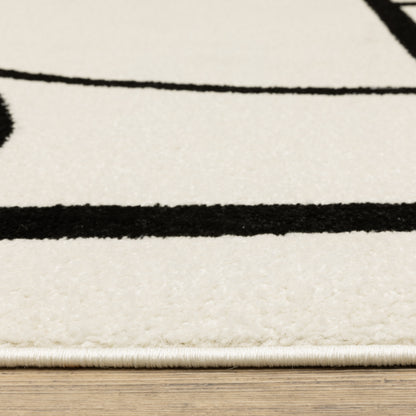 Quinn Circles Ivory/ Black Abstract Cut Pile Rug