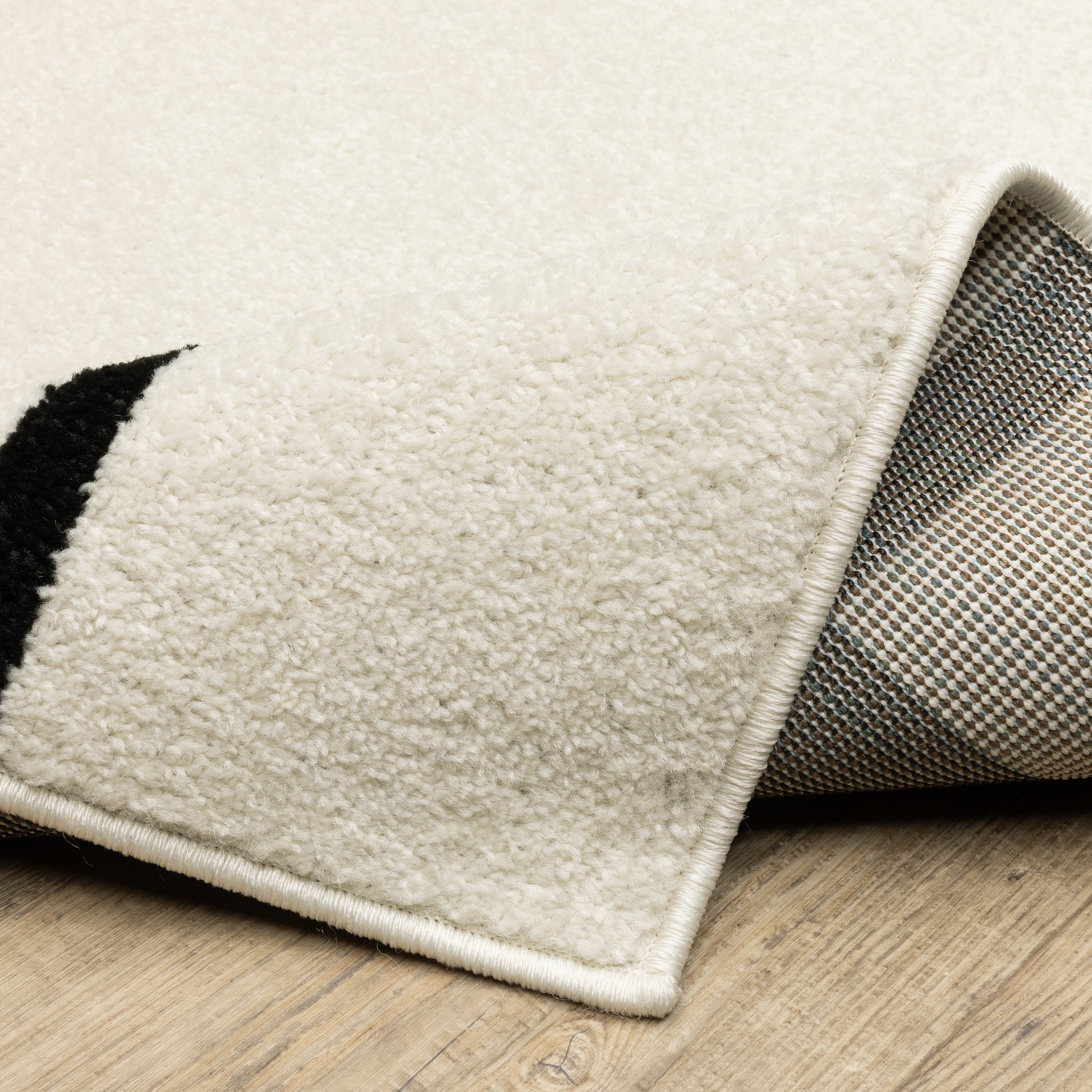 Quinn Circles Ivory/ Black Abstract Cut Pile Rug