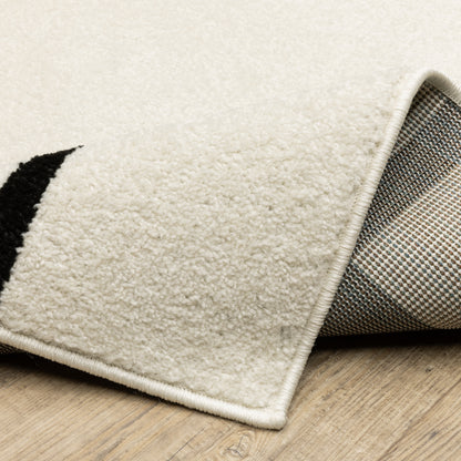 Quinn Circles Ivory/ Black Abstract Cut Pile Rug