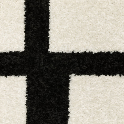 Quinn Circles Ivory/ Black Abstract Cut Pile Rug
