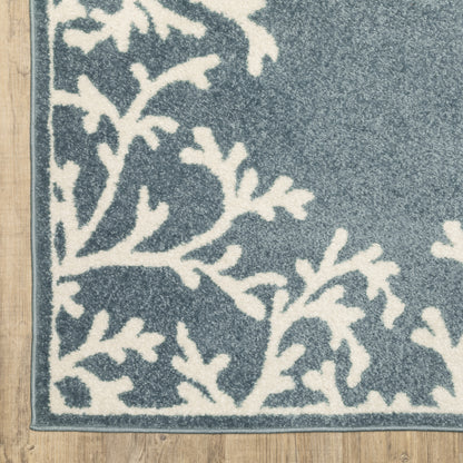 Quinn Novelty Blue/ Ivory Border Cut Pile Rug
