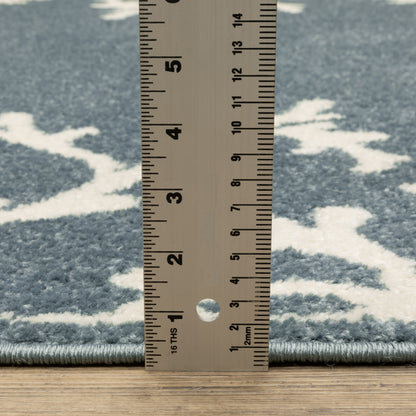 Quinn Novelty Blue/ Ivory Border Cut Pile Rug