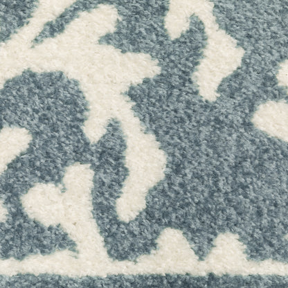 Quinn Novelty Blue/ Ivory Border Cut Pile Rug
