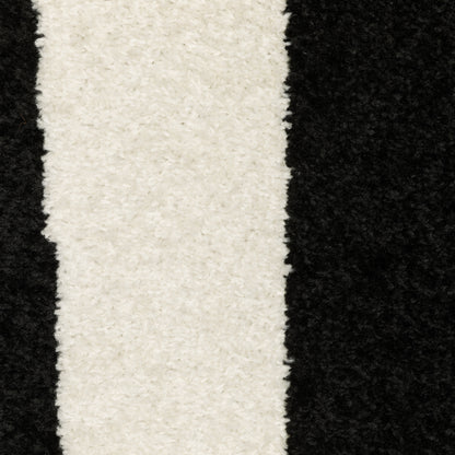 Quinn Abstract Black/ Ivory Cut Pile Rug