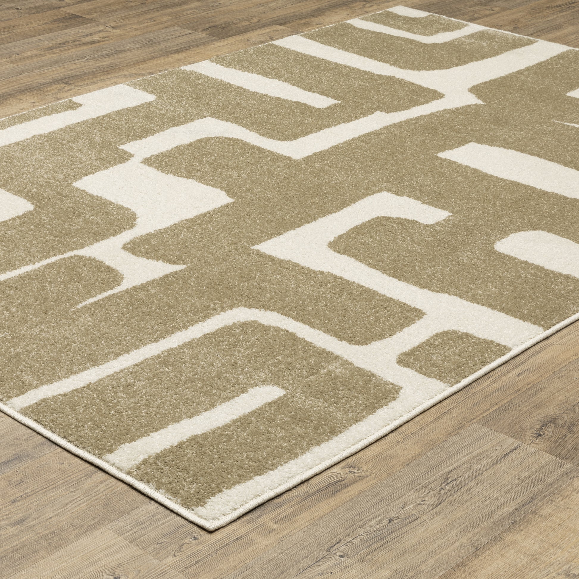 Quinn Abstract Beige/ Ivory Cut Pile Rug