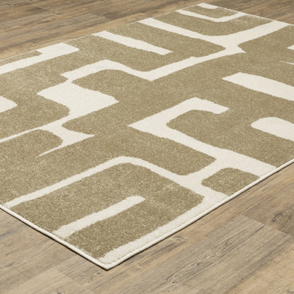 Quinn Abstract Beige/ Ivory Cut Pile Rug