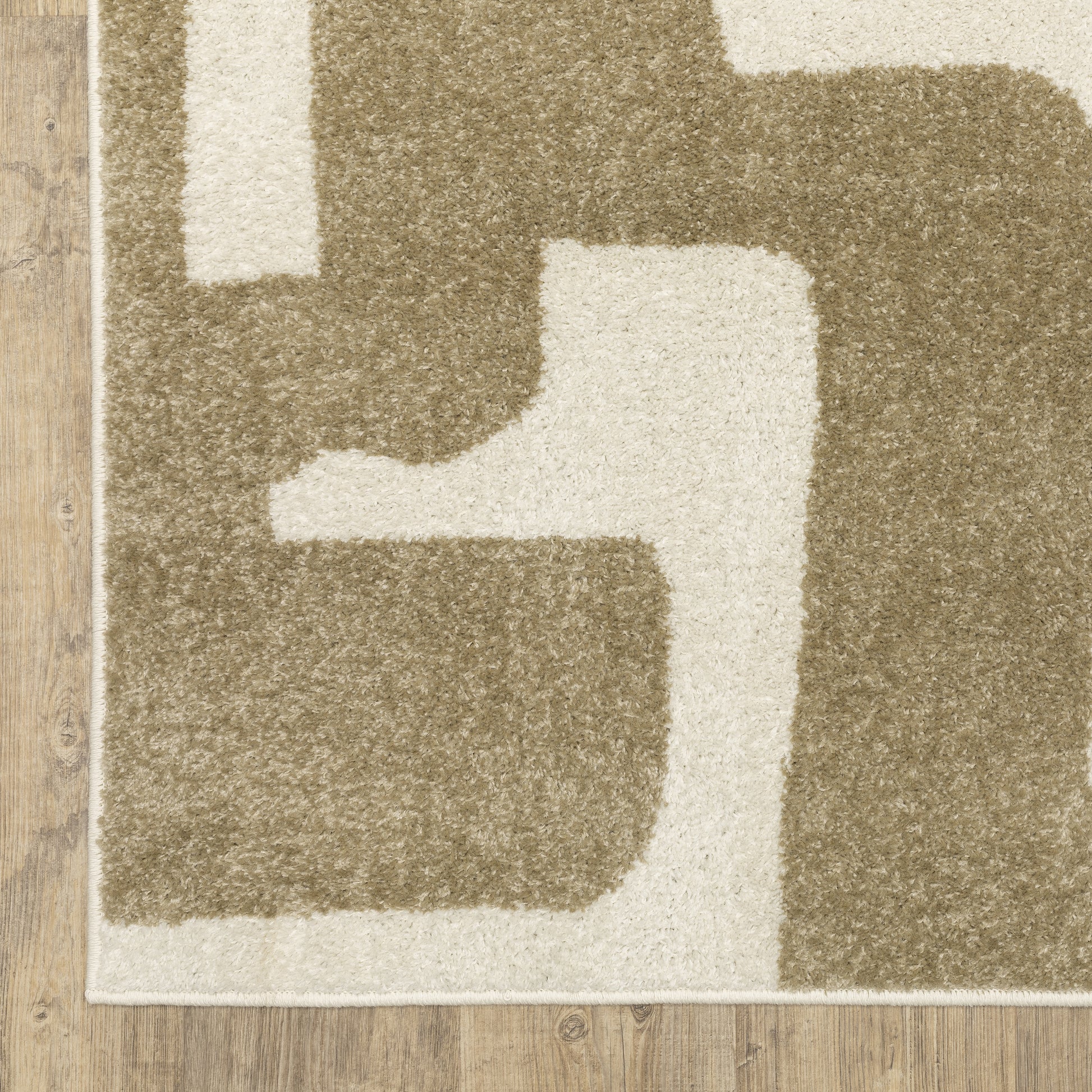 Quinn Abstract Beige/ Ivory Cut Pile Rug