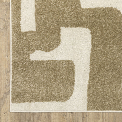 Quinn Abstract Beige/ Ivory Cut Pile Rug