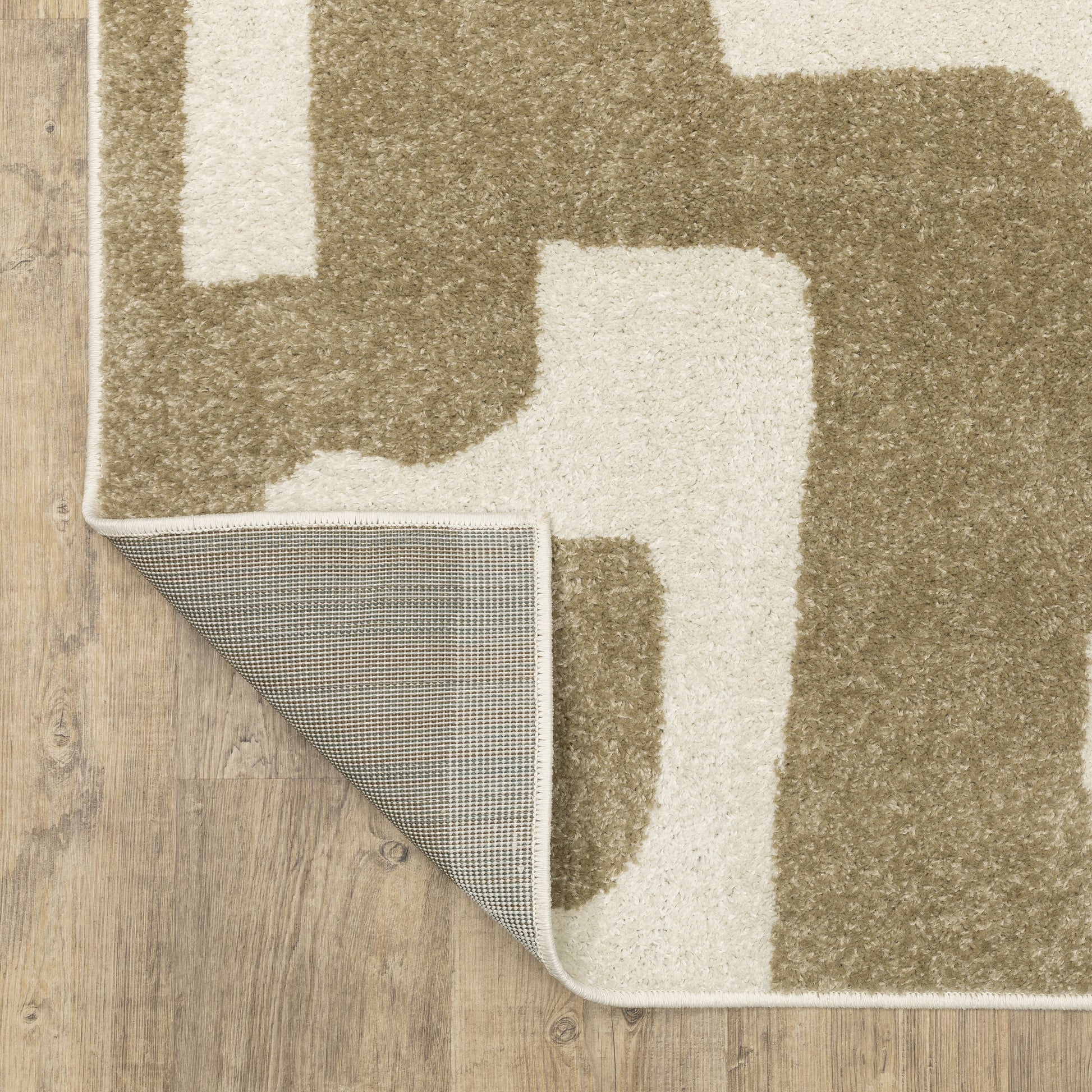 Quinn Abstract Beige/ Ivory Cut Pile Rug