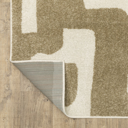 Quinn Abstract Beige/ Ivory Cut Pile Rug