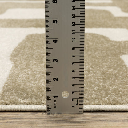 Quinn Abstract Beige/ Ivory Cut Pile Rug
