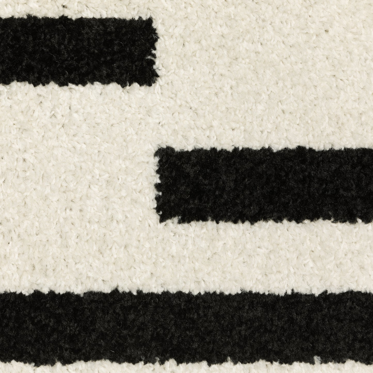 Quinn Stripe Beige/ Black Geometric Cut Pile Rug