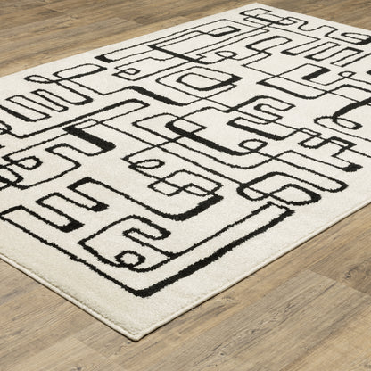 Quinn Abstract Beige/ Black Cut Pile Rug
