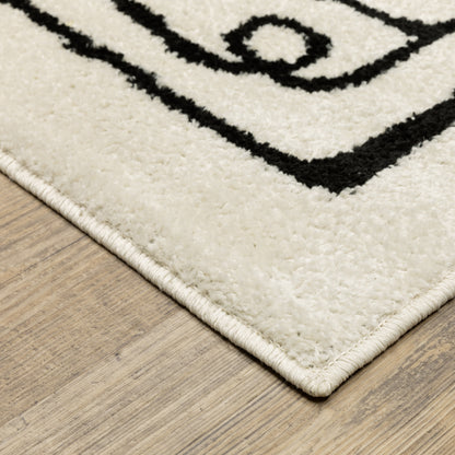 Quinn Abstract Beige/ Black Cut Pile Rug