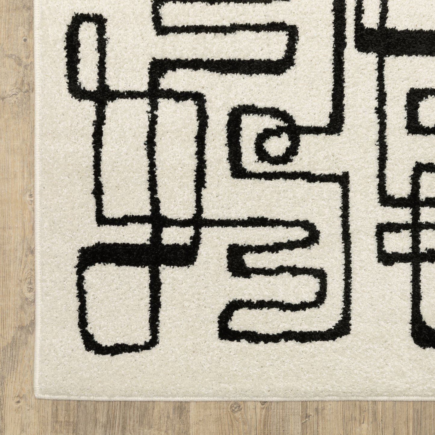 Quinn Abstract Beige/ Black Cut Pile Rug