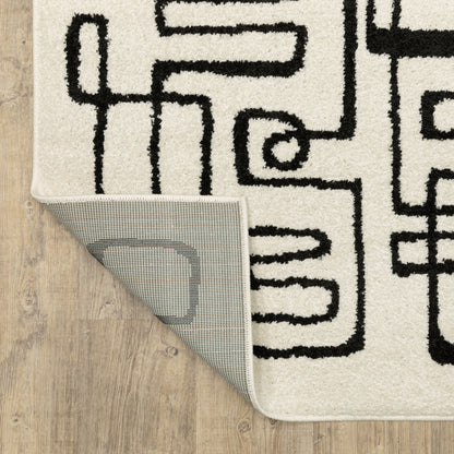 Quinn Abstract Beige/ Black Cut Pile Rug