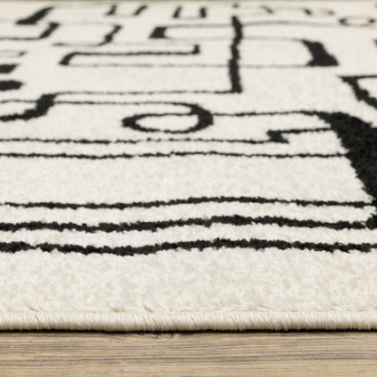 Quinn Abstract Beige/ Black Cut Pile Rug