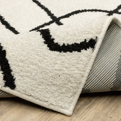 Quinn Abstract Beige/ Black Cut Pile Rug