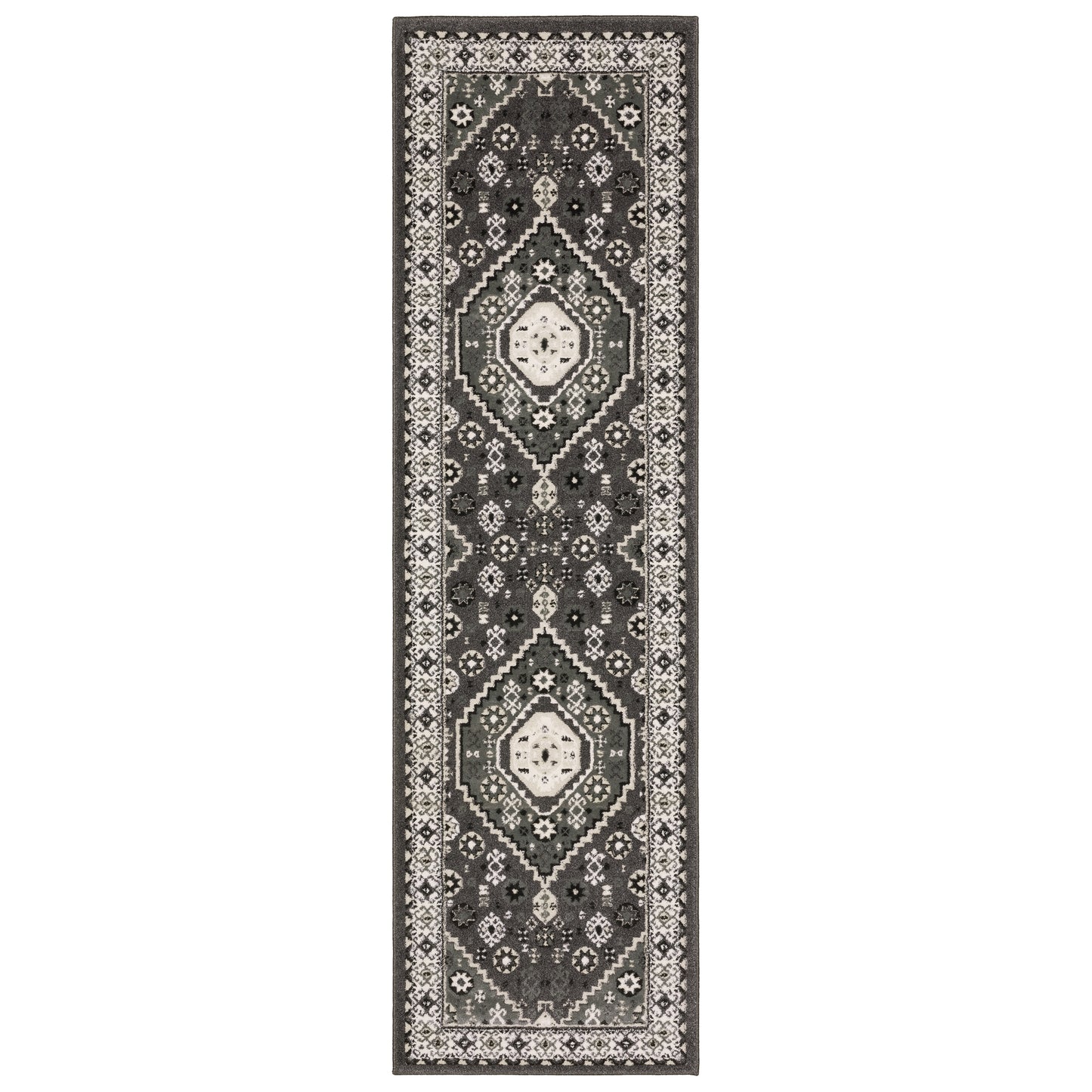 Raylan Ray02 Grey/ Ivory Medallion Geometric Rug