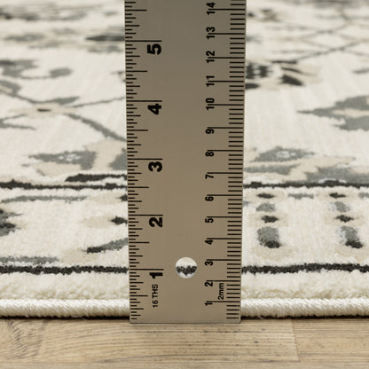 Raylan Floral Ivory/ Grey Oriental Cut Pile Rug