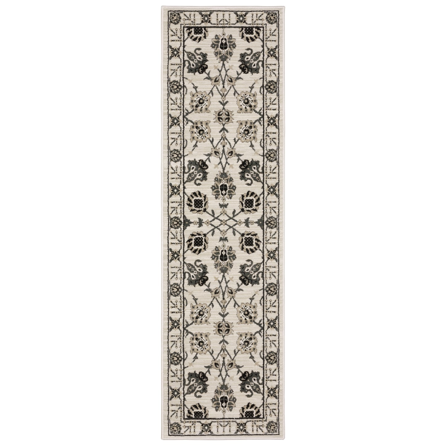 Raylan Ray03 Ivory/ Grey Floral Oriental Rug