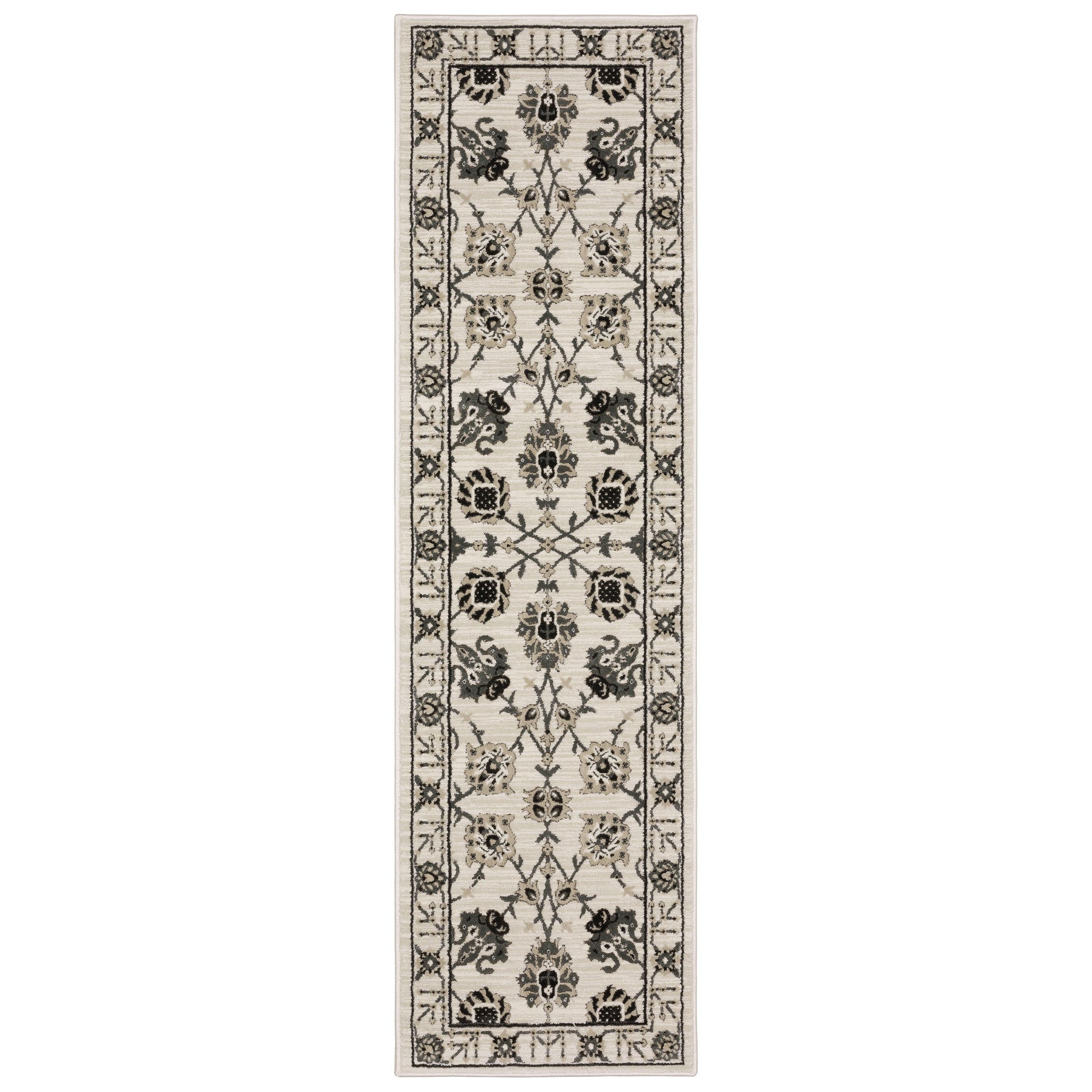 Raylan Ray03 Ivory/ Grey Floral Oriental Rug
