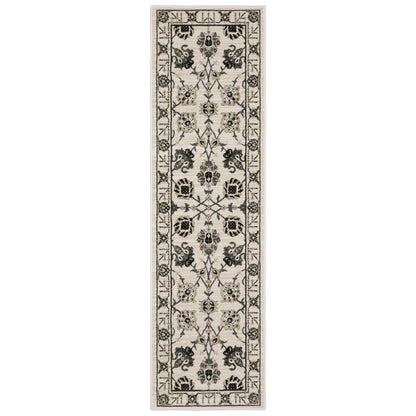 Raylan Ray03 Ivory/ Grey Floral Oriental Rug