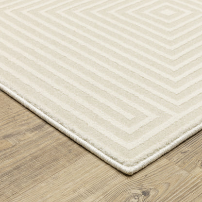 Raylan Geometric Ivory/ Ivory Cut Pile Rug