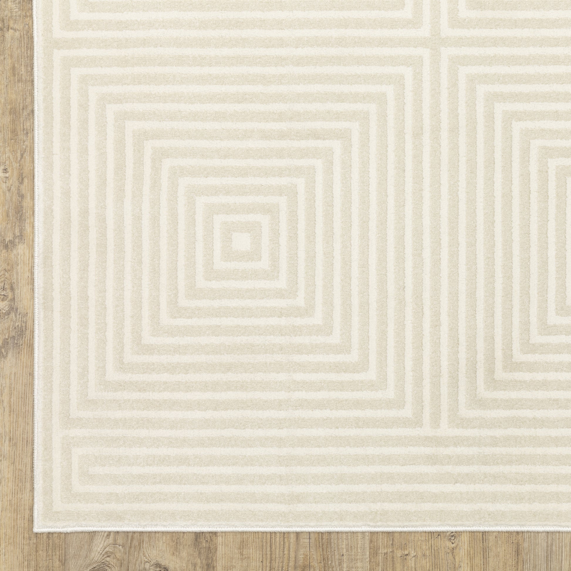 Raylan Geometric Ivory/ Ivory Cut Pile Rug